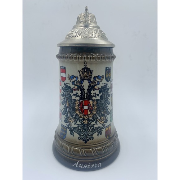 Other - Vtg Original King Austria Beer Stein Hand Painted Imperial Eagle 358/0